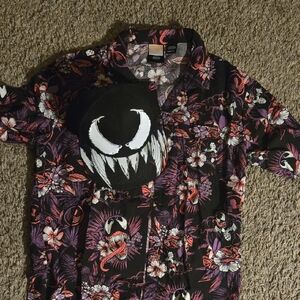 Floral Graphic Button-Up Shirt & Hat